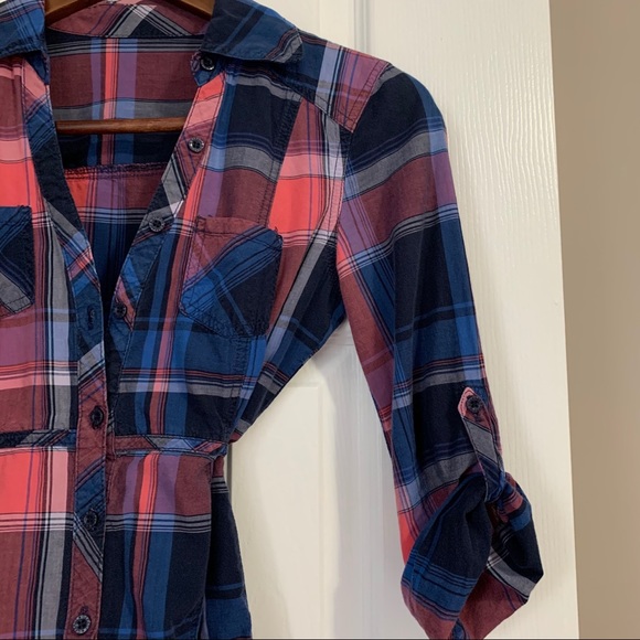 3 for $15 Garage Blue & Red Plaid Shirt - Picture 3 of 8